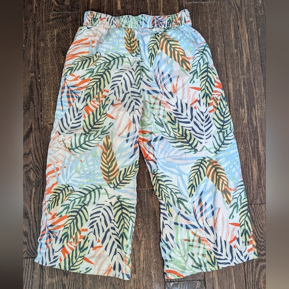 Tahari Tropical Print Wide Leg Pants 100% Linen - Picture 3 of 6